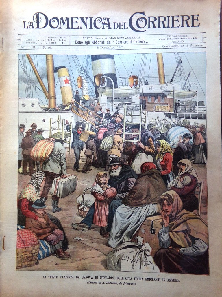 La Domenica del Corriere 8 Dicembre 1901 Emigrazione Tunnel Quirinale …