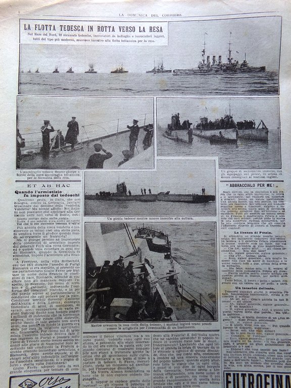 La Domenica del Corriere 8 Dicembre 1918 WW1 Resa Tedeschi …