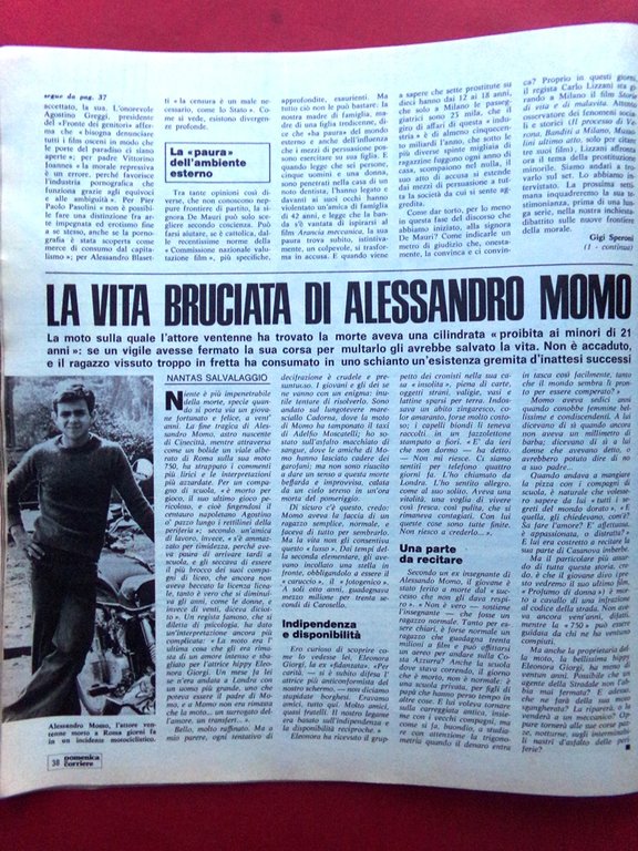 La Domenica del Corriere 8 Dicembre 1974 Cobbe Momo Toniato …