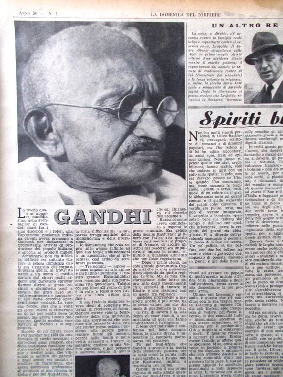 La Domenica del Corriere 8 Febbraio 1948 Gandhi Leopoldo Lotti …