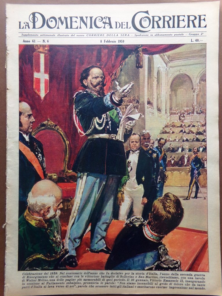 La Domenica del Corriere 8 Febbraio 1959 Tognazzi Mazzuoli Papa …