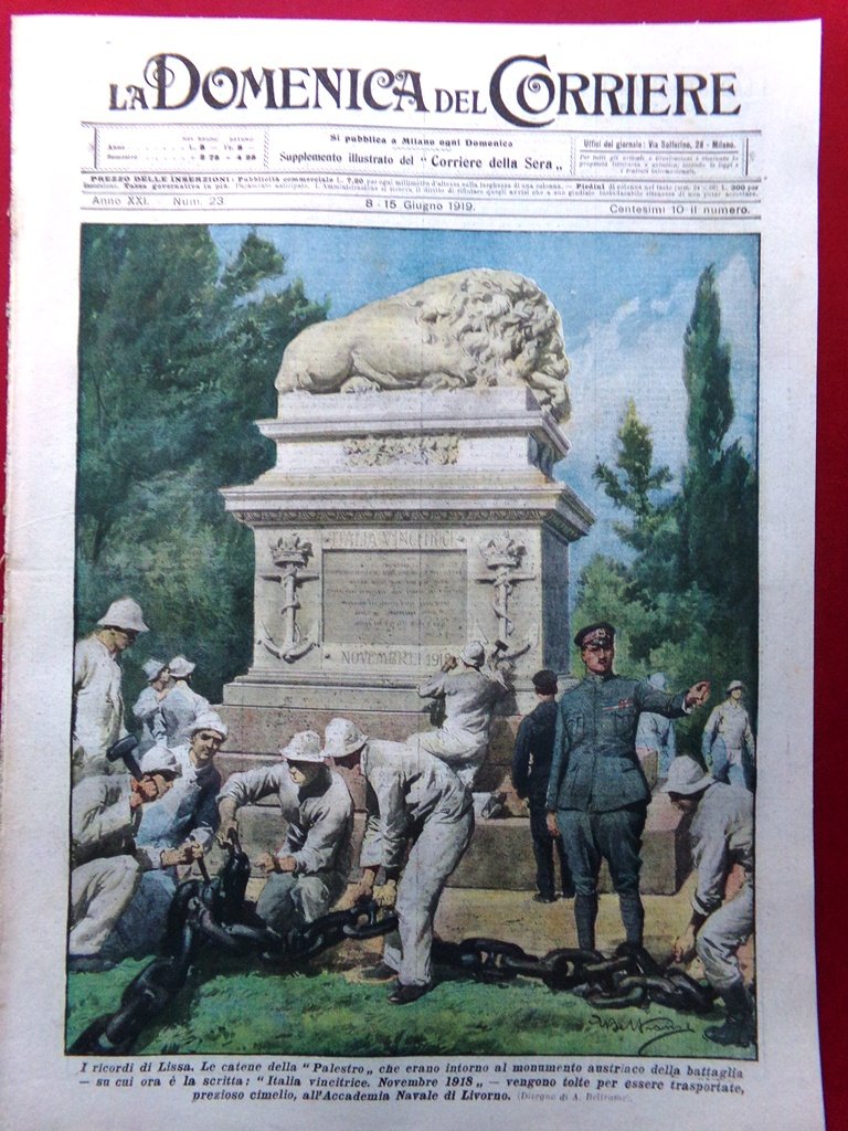 La Domenica del Corriere 8 Giugno 1919 Cimeli di Lissa … | Immagine principale
