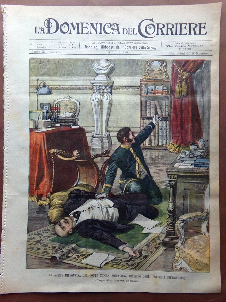 La Domenica del Corriere 8 Luglio 1900 Automobili Momo Duchobory …