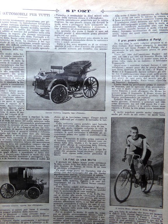 La Domenica del Corriere 8 Luglio 1900 Automobili Momo Duchobory …
