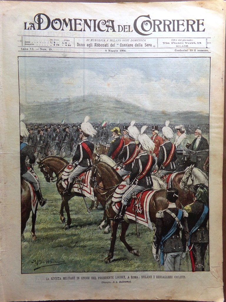 La Domenica del Corriere 8 Maggio 1904 Valanga Pragelato Loubet …