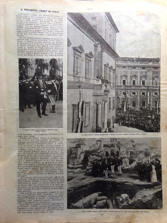 La Domenica del Corriere 8 Maggio 1904 Valanga Pragelato Loubet …