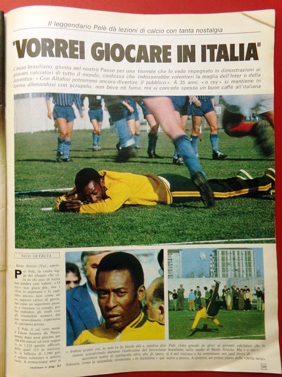 La Domenica del Corriere 8 Maggio 1975 Pelè Zigoni Cina …