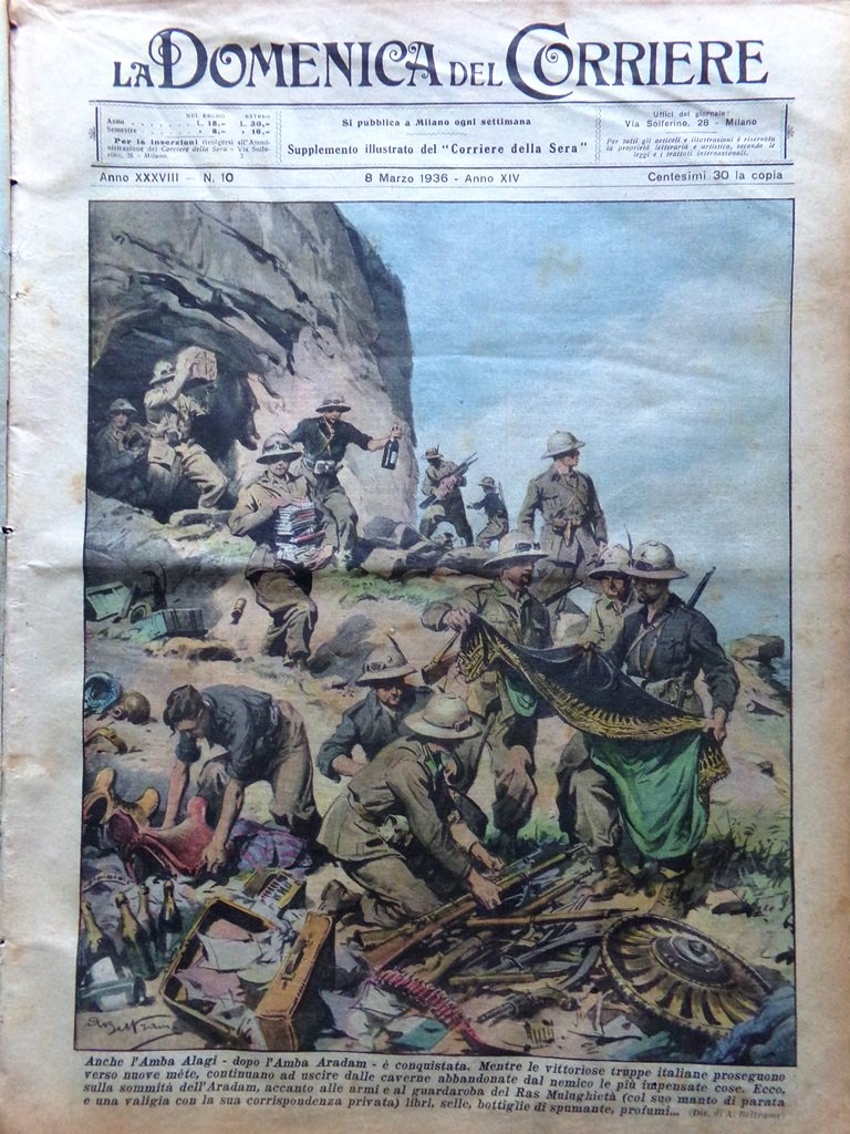La Domenica del Corriere 8 Marzo 1936 Francesco Tamagno Tembien …