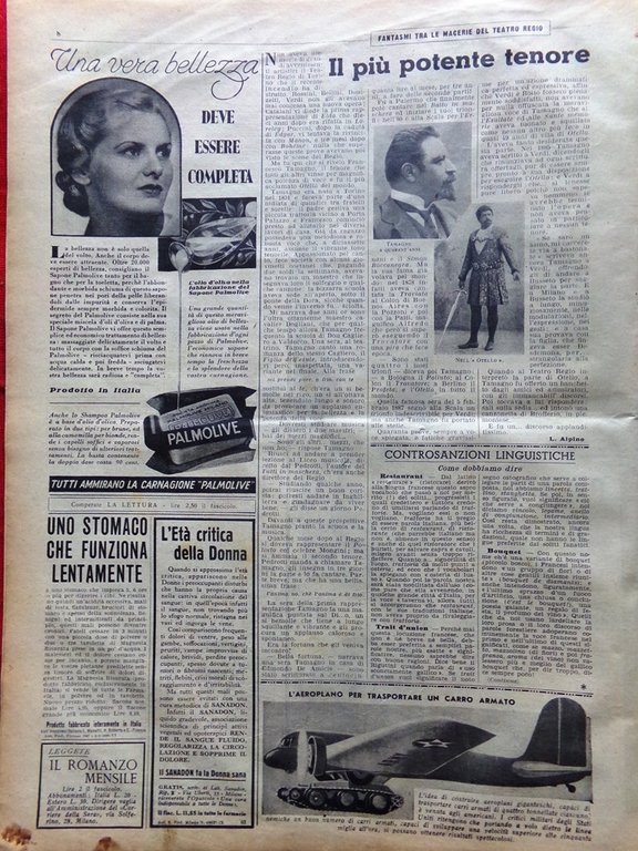 La Domenica del Corriere 8 Marzo 1936 Francesco Tamagno Tembien …