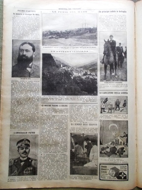 La Domenica del Corriere 8 Novembre 1914 WW1 Anversa Feriti …