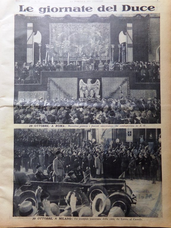 La Domenica del Corriere 8 Novembre 1936 Mussolini Attori Radio …