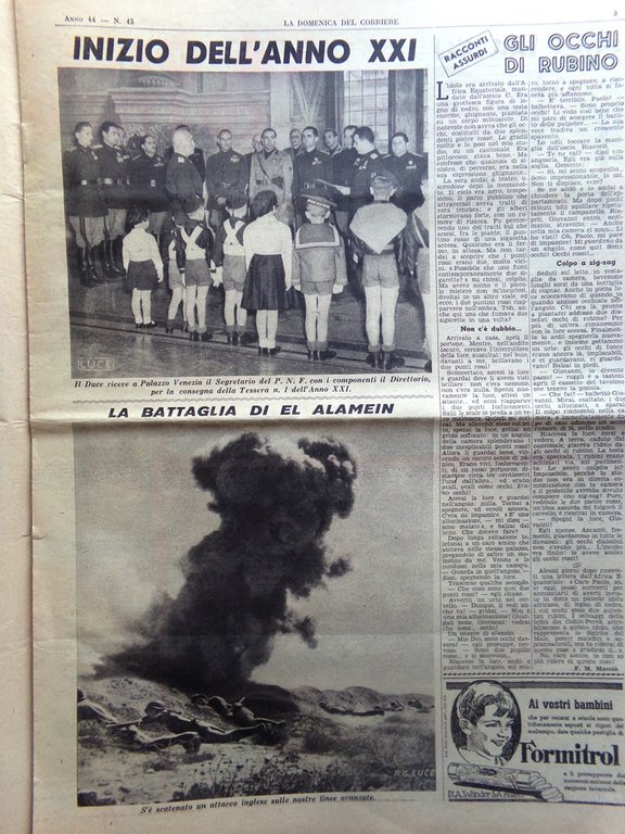 La Domenica del Corriere 8 Novembre 1942 WW2 Difesa Costiera …