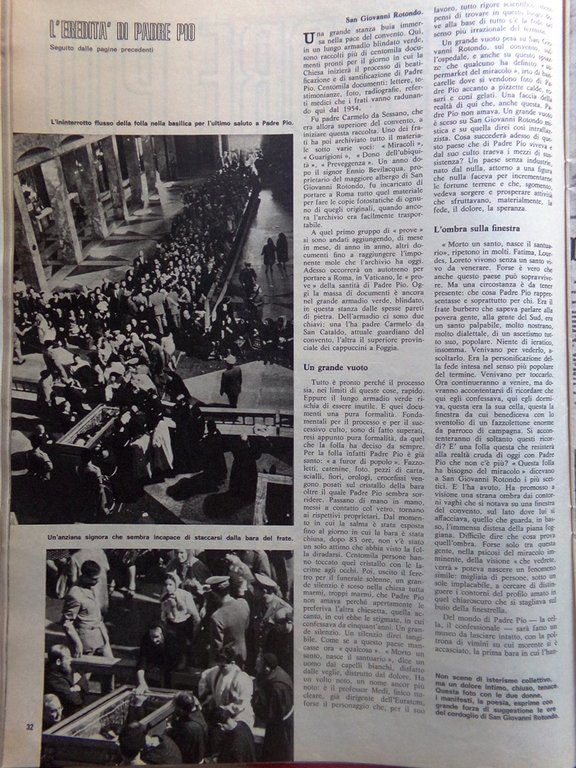 La Domenica del Corriere 8 Ottobre 1968 Morte Padre Pio …