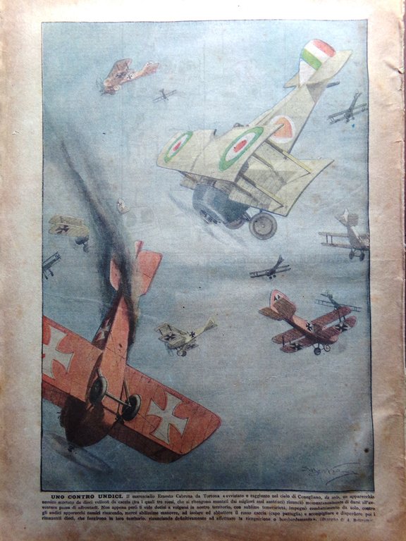 La Domenica del Corriere 8 Settembre 1918 WW1 Ernesto Cabruna …