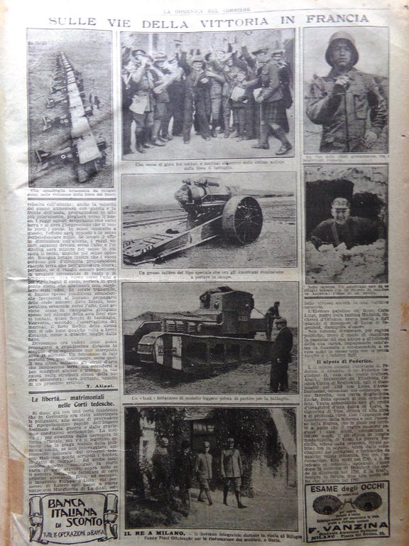 La Domenica del Corriere 8 Settembre 1918 WW1 Ernesto Cabruna …