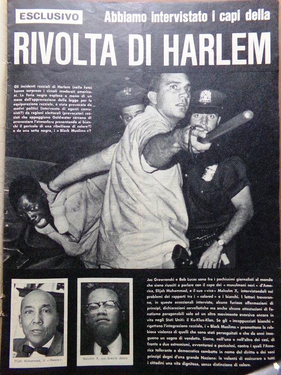 La Domenica del Corriere 9 Agosto 1964 WW1 Malcom X …