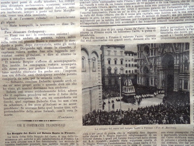 La Domenica del Corriere 9 Aprile 1899 Pompieri Carro Firenze …