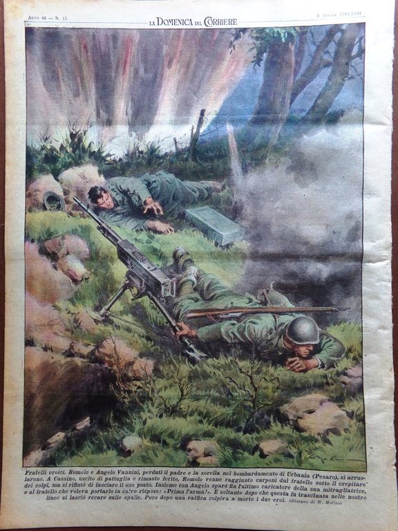 La Domenica del Corriere 9 Aprile 1944 WW2 Manipur Vannini …