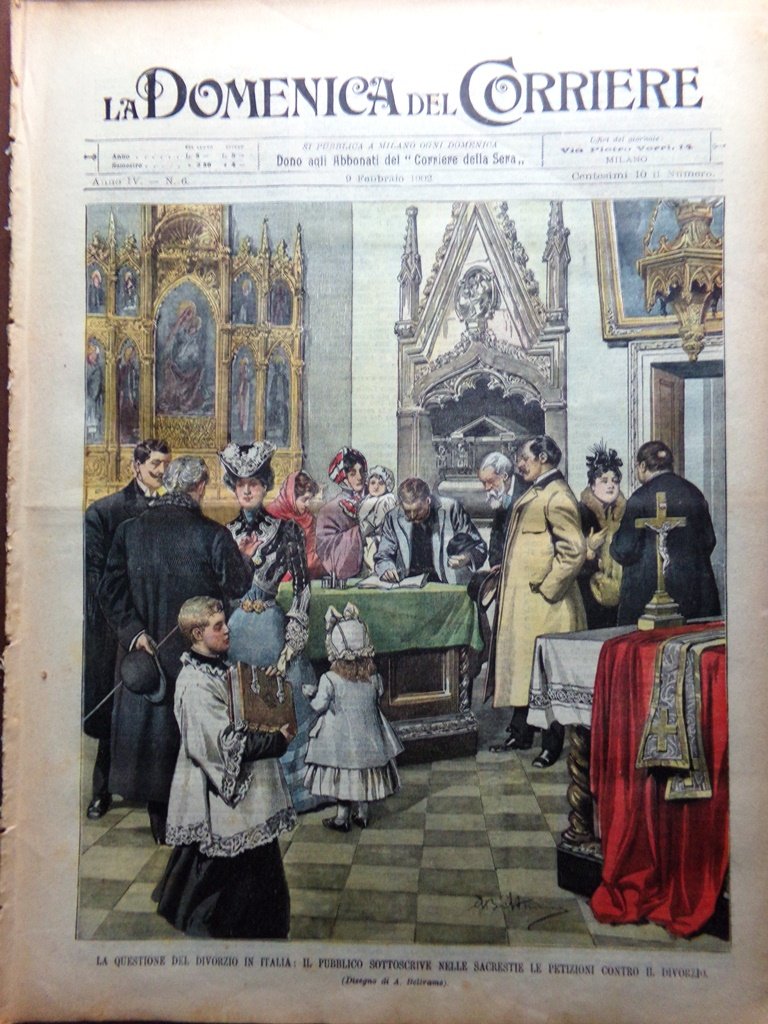 La Domenica del Corriere 9 Febbraio 1902 Divorzio Agios Pavlos …