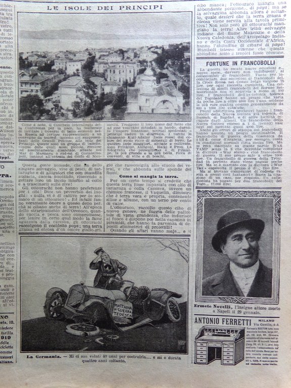 La Domenica del Corriere 9 Febbraio 1919 Fiume Ermete Novelli …