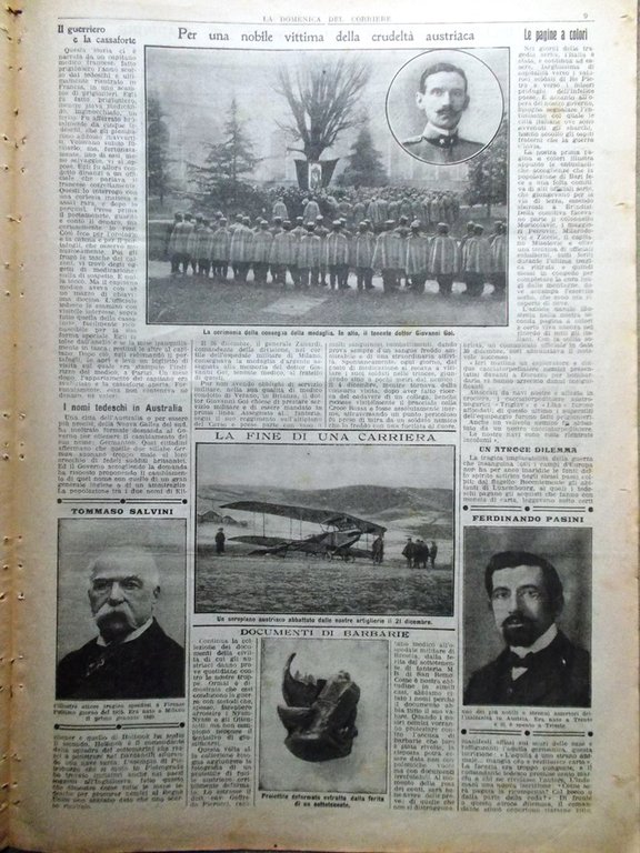 La Domenica del Corriere 9 Gennaio 1916 WW1 Salvini Goi …