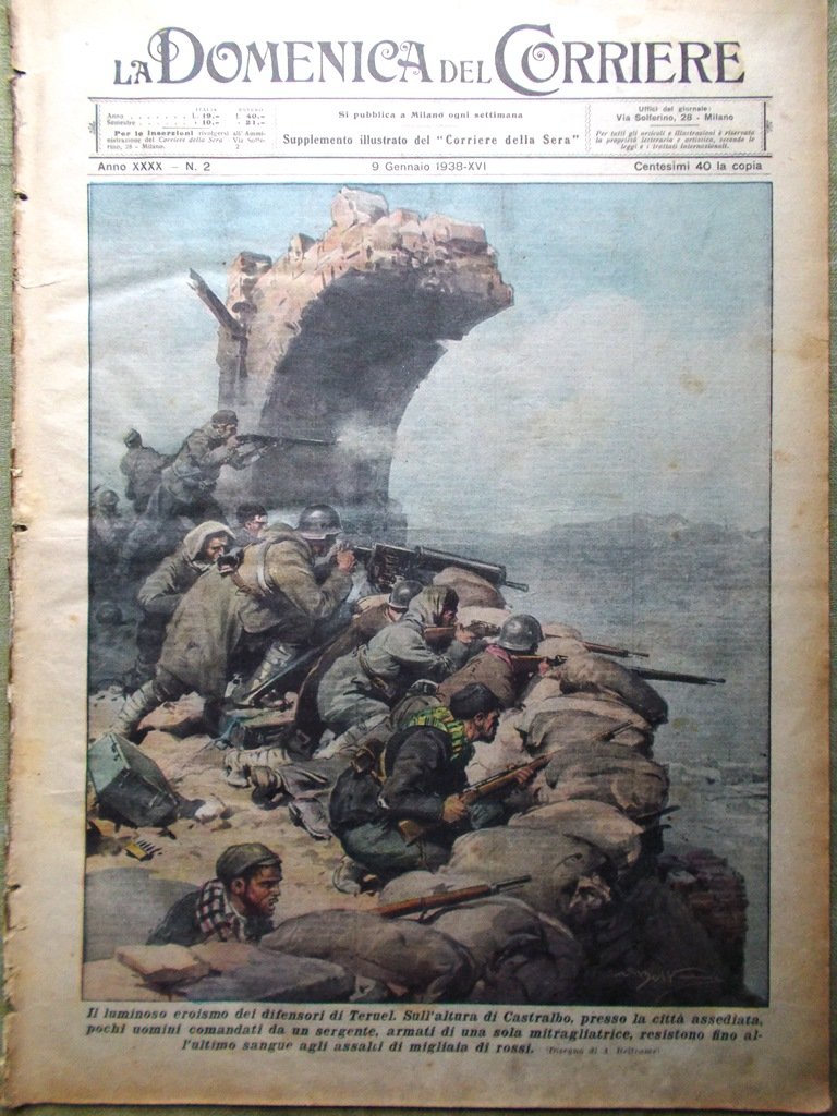 La Domenica del Corriere 9 Gennaio 1938 Cordigliera Ande Inferno … | Immagine principale