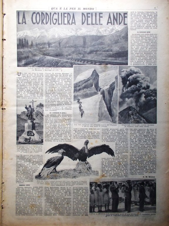 La Domenica del Corriere 9 Gennaio 1938 Cordigliera Ande Inferno … | Immagine Gallery 2