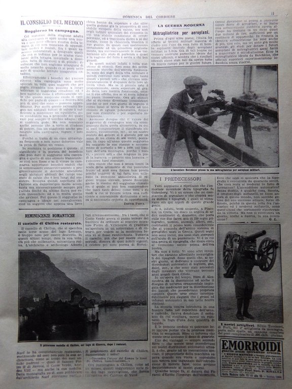 La Domenica del Corriere 9 Giugno 1912 Ponzo Castello Chillone …