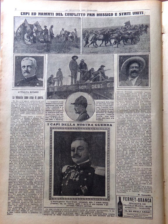 La Domenica del Corriere 9 Luglio 1916 WW1 Prigionieri Messico …