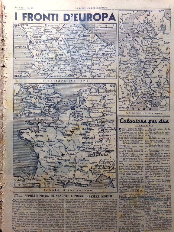 La Domenica del Corriere 9 Luglio 1944 WW2 Fronti Europa …