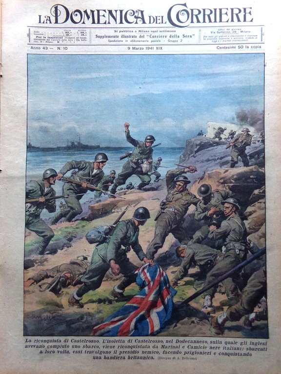 La Domenica del Corriere 9 Marzo 1941 WW2 Castelrosso Bulgaria …