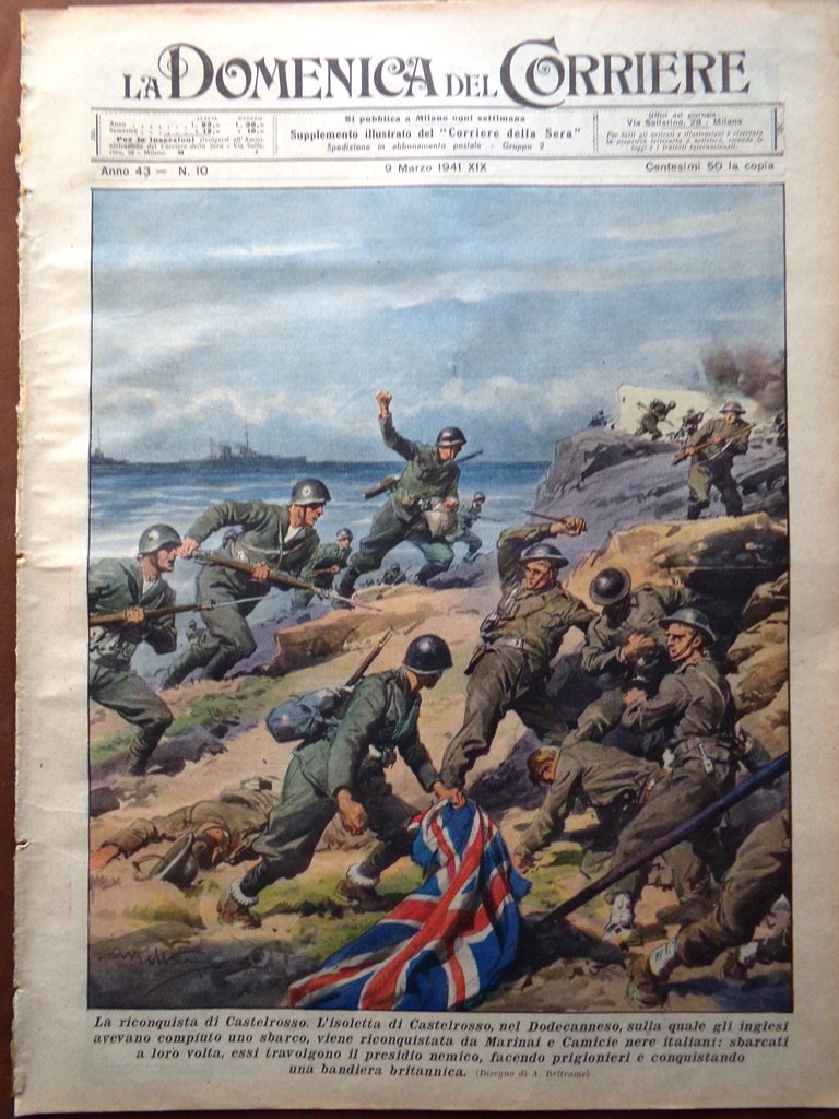 La Domenica del Corriere 9 Marzo 1941 WW2 Castelrosso Bulgaria …