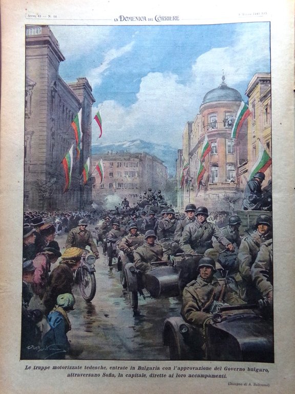La Domenica del Corriere 9 Marzo 1941 WW2 Castelrosso Bulgaria …