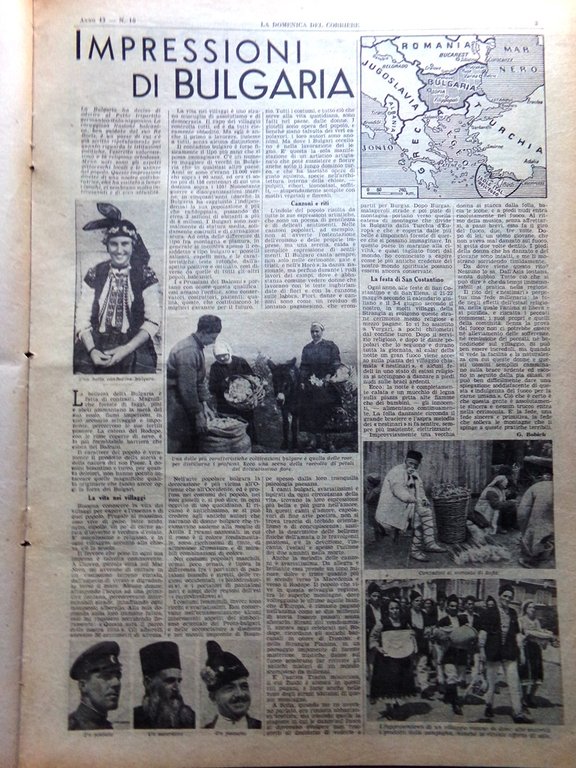 La Domenica del Corriere 9 Marzo 1941 WW2 Castelrosso Bulgaria …