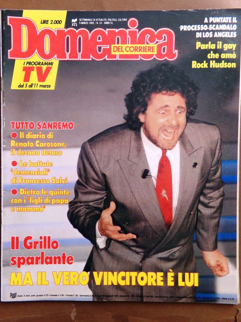 La Domenica del Corriere 9 Marzo 1989 Grillo Sinagra Maradona …