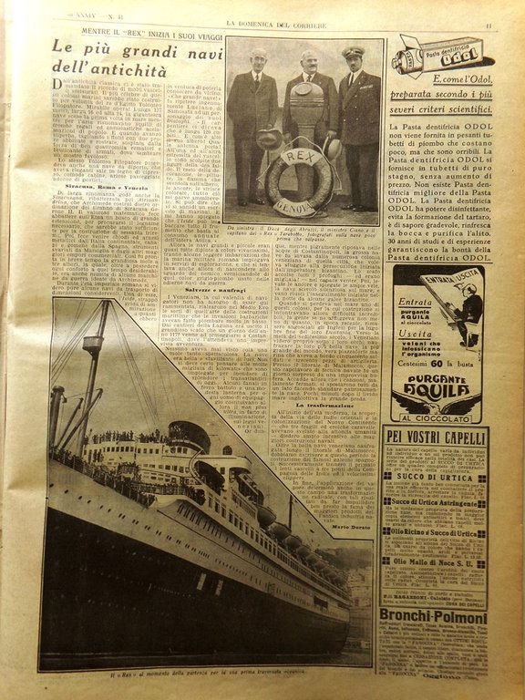 La Domenica del Corriere 9 Ottobre 1932 Rex Cervino Artico …