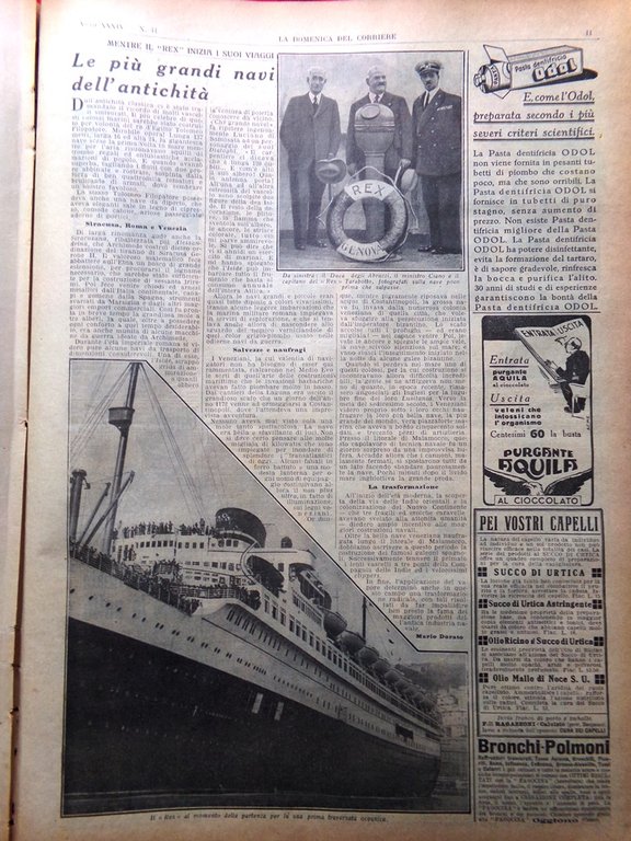 La Domenica del Corriere 9 Ottobre 1932 Rex Cervino Artico …