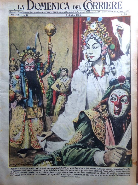 La Domenica del Corriere 9 Ottobre 1955 Teatro Cinese Taylor … | Immagine Gallery 1