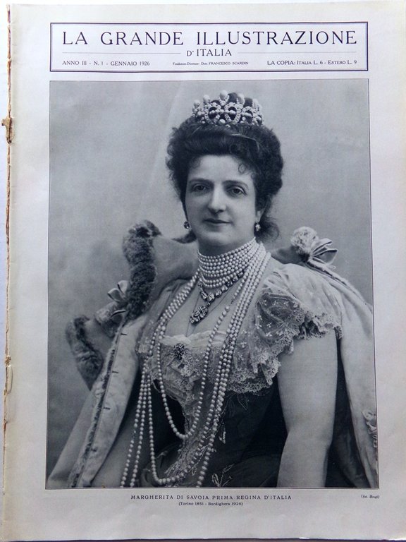 La Grande Illustrazione d'Italia Gennaio 1926 Morte Margherita Savoia Mussolini