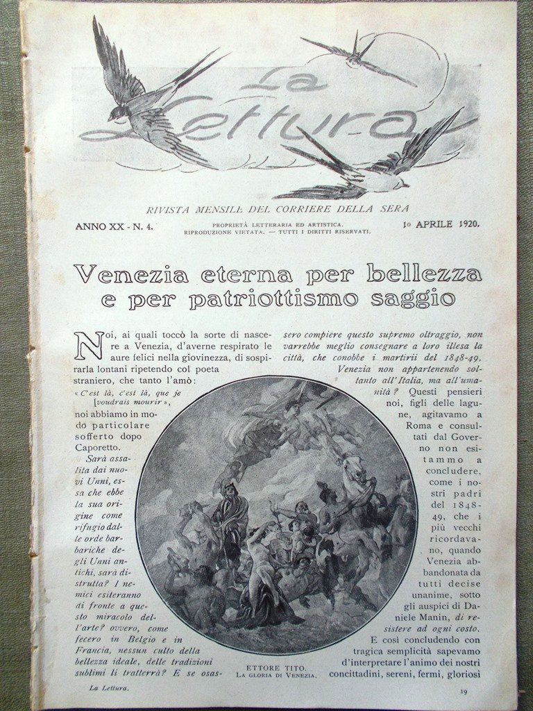 La Lettura del Aprile 1920 Raffaello Marmora Villa Manzoni Musica …