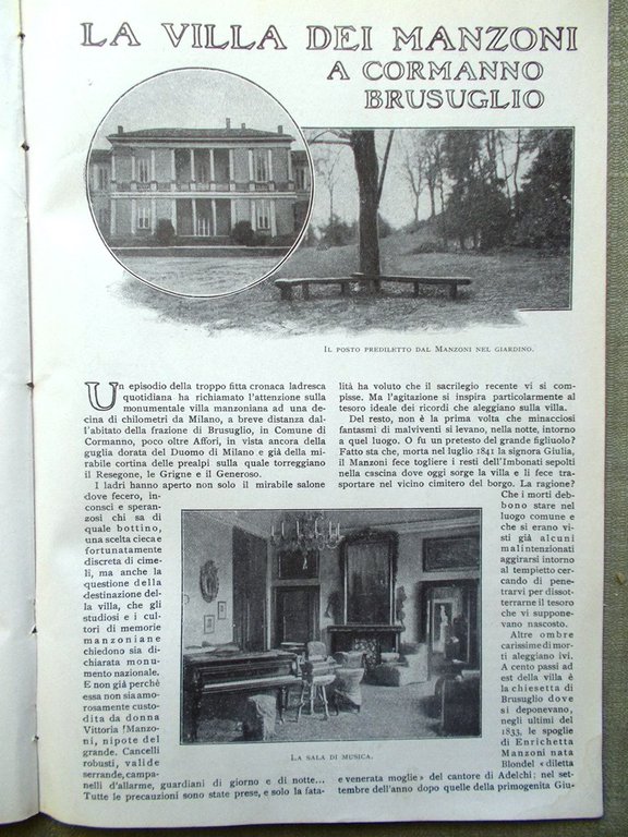 La Lettura del Aprile 1920 Raffaello Marmora Villa Manzoni Musica …