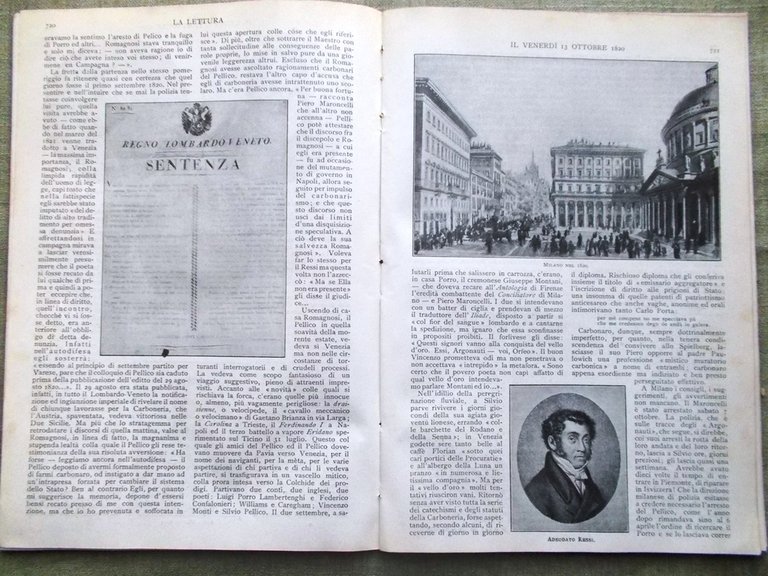 La Lettura del Ottobre 1920 Giornali Pellico Ambulanti Olimpia Napoleone …