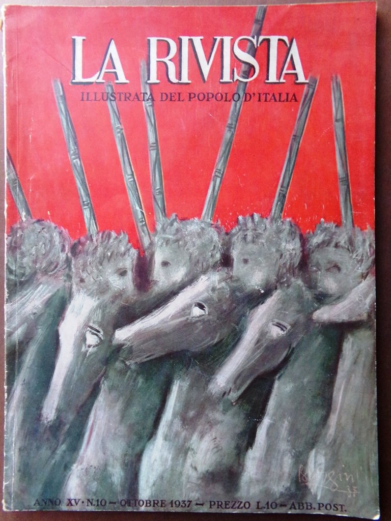 La Rivista illustrata Ottobre 1937 Mussolini Hitler Norimberga Eolie Santander