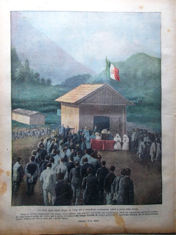 La Tribuna Illustrata 1 Agosto 1915 WW1 Alpini Carso Montecatini …