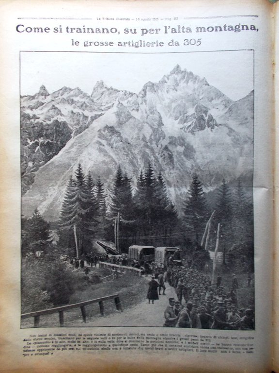 La Tribuna Illustrata 1 Agosto 1915 WW1 Alpini Carso Montecatini …