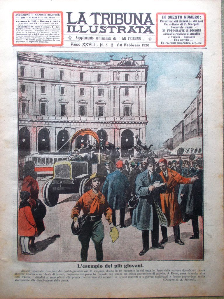 La Tribuna Illustrata 1 Febbraio 1920 Carnevale Russo Sciopero Poste …