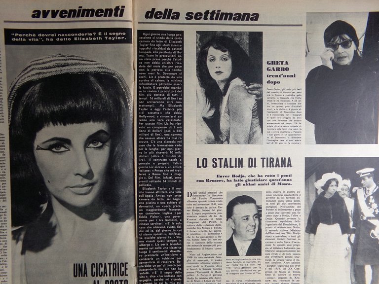 La Tribuna Illustrata 1 Gennaio 1962 Abriani Taylor Garbo Spionaggio …