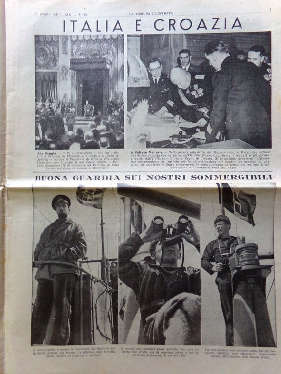 La Tribuna Illustrata 1 Giugno 1941 WW2 Croazia Barbaia Tennis …