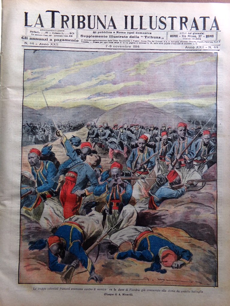 La Tribuna Illustrata 1 Novembre 1914 WW1 Alberto Belgio Sottomarini …