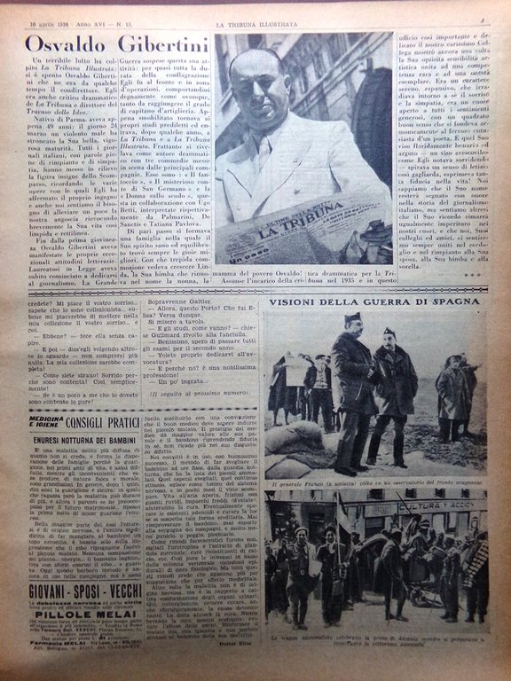 La Tribuna Illustrata 10 Aprile 1938 Statuto San Gennaro Tennis …